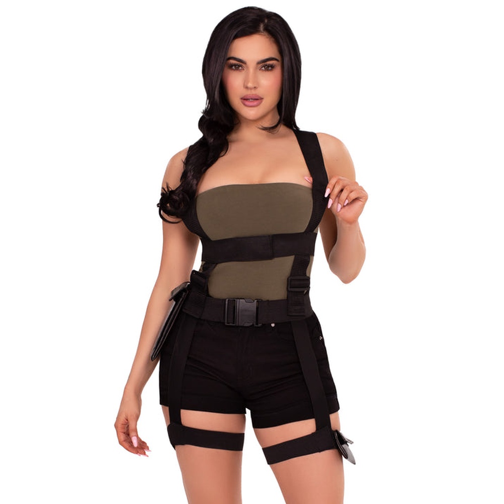 Leg Avenue - Utility Body Harness with Garter and Pockets Kostuum Accessoire - Zwart